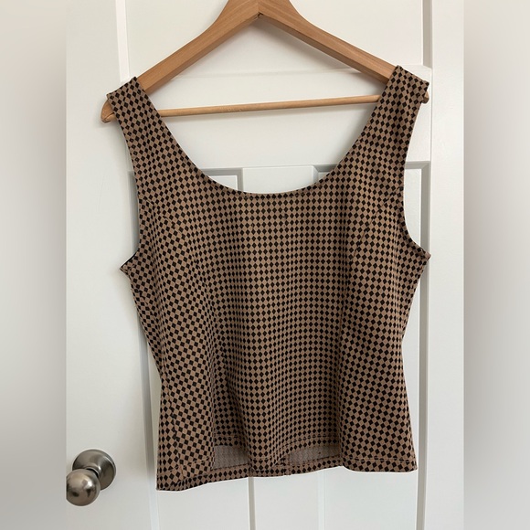 Maeve Jacquard Bustier Top XL Tan Black Button Front Tank Top Boho Neutral EUC - Picture 4 of 8